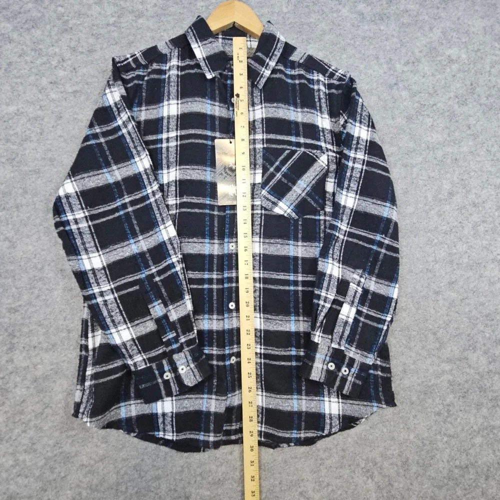 Authentic Plaids Men's NEW NWT Flannel Shirt Size M Cotton/Poly Black‎ & White